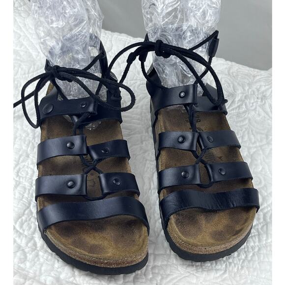 Papillio by Birkenstock Black Leather Gladiator Sandals - Size 7.5 - Picture 1 of 9